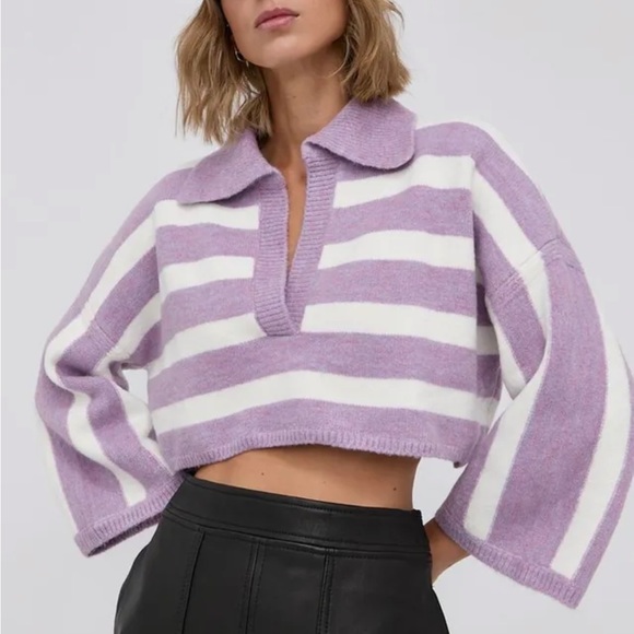 For Love And Lemons Sweaters - NWOT FOR LOVE & LEMONS Maud Boxy Crop Sweater in Purple